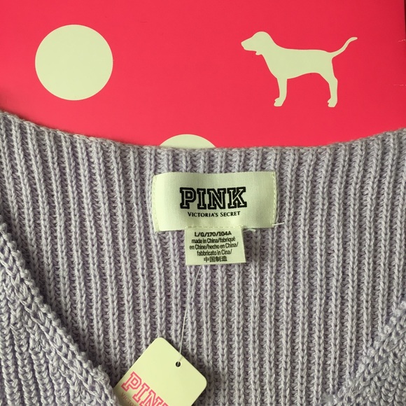 HTF PINK Victoria’s Secret Oversized V-Neck Sweater New With Tag Rare - Picture 8 of 8